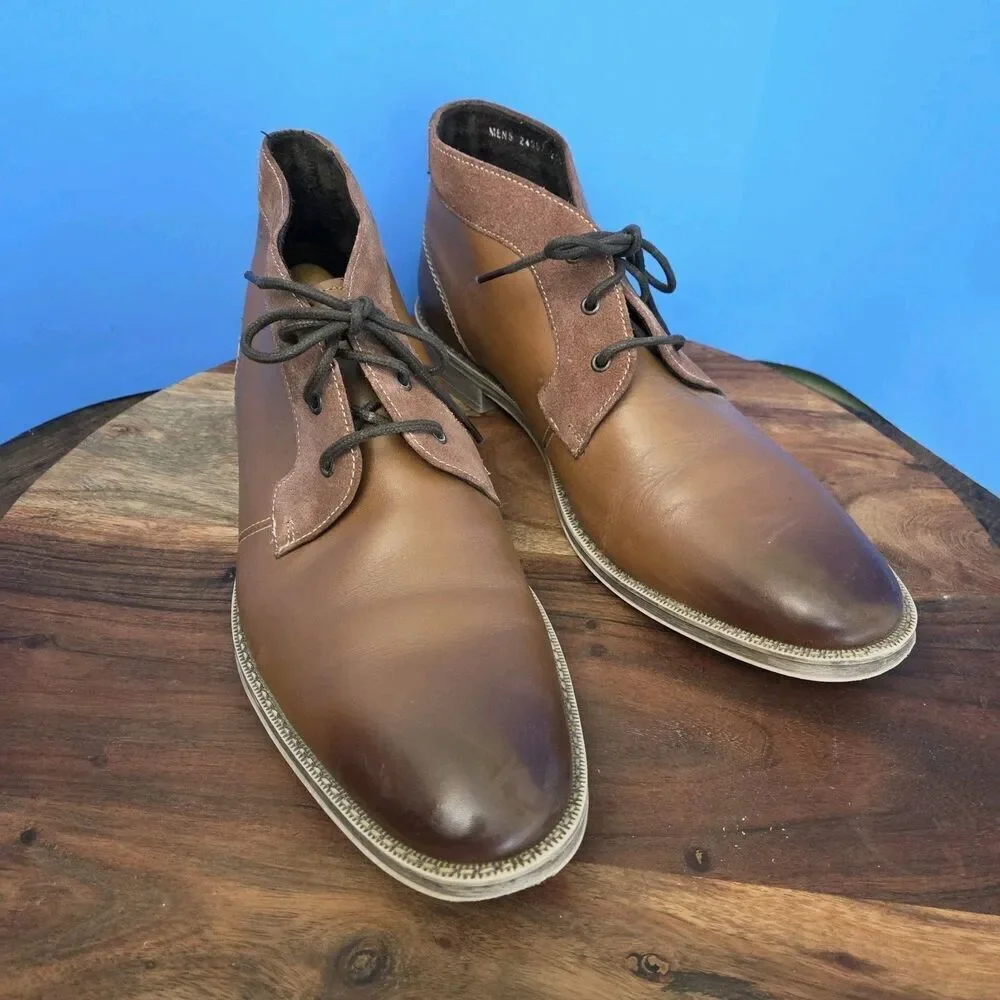 STACY ADAMS Cagney Boot Men's 11M Leather Cognac Tan # 24907-236